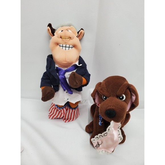 VINTAGE INFAMOUS MEANIES PLUSH BULL BILL CLINTON & BUDDY DOG MONICA UNDERWEAR - Picture 3 of 5